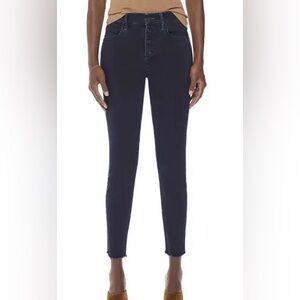 MOTHER Women’s The Pixie Ankle Fray Hem Skinny Jeans Sz 26 Button Fly Dark Blue